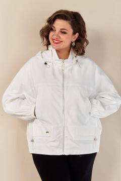 Плащёвка куртка с капюшоном и декоративной кокеткой Shetti 2148 белый - фото 4