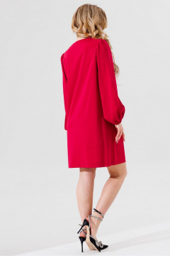 Яркое летнее платье А-образного силуэта с пуговицами и подкладкой Faufilure C1491 малиновый - фото 4