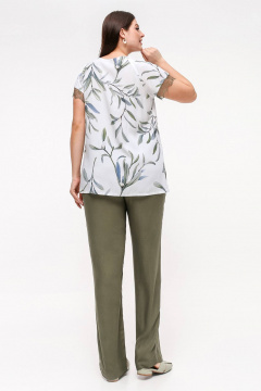 Блуза La rouge 6295 белый-(веточки) - фото 4