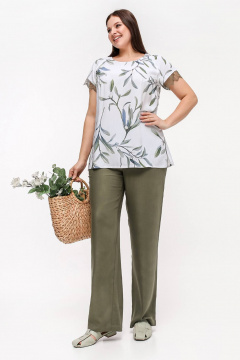 Блуза La rouge 6295 белый-(веточки) - фото 2