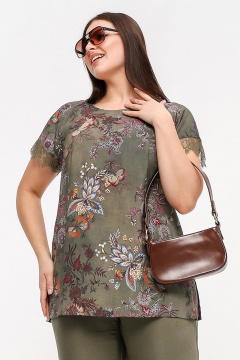 Блуза La rouge 6295 хаки-набивной - фото 1