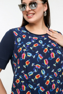 Джемпер La rouge 3350 синий-(бокалы) - фото 5