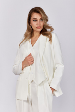 Жакет прямого кроя с подкладкой и подплечниками DNM 031 молочный - фото 5