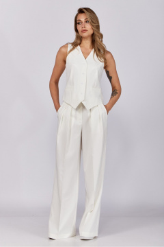 Жилет полуприлегающего силуэта с пуговицами и бортами DNM 034 молочный - фото 1