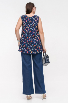 Блуза La rouge 6296 синий-(бокалы) - фото 4