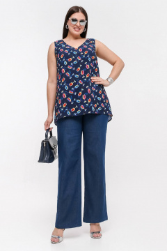 Блуза La rouge 6296 синий-(бокалы) - фото 2