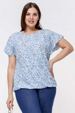 Блуза La rouge 6270 голубой-(цветы) - фото 1