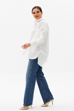 Блуза оверсайз с кокеткой и складками, с длинным рукавом Anastasia 1114 молочный - фото 5