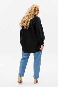 Блуза оверсайз с кокеткой, состойнением с пуговицами и воротником Anastasia 1114 черный - фото 5