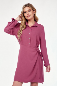 Платье свободного силуэта из текстиля розовое демисезонное Lady Line 566 фуксия - фото 3