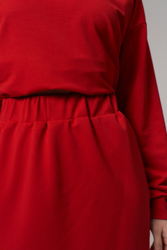 Макси-юбка из трикотажа и хлопка с разрезом для повседневной носки GRATTO 6415 рубиновый - фото 4