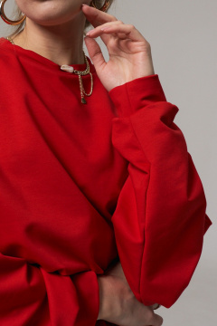 Оверсайз свитшот из трикотажа и хлопка на каждый день GRATTO 4467 красный - фото 4