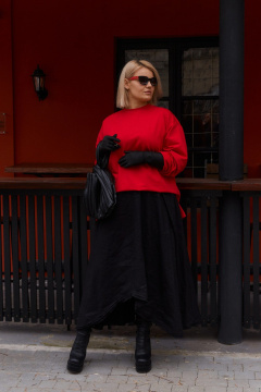 Оверсайз свитшот из трикотажа и хлопка на каждый день GRATTO 4467 красный - фото 3