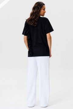 Черная футболка с воланом из хлопка для летних лугов GO F1003/40-02. 164-170 - фото 3