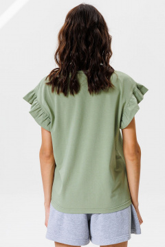 Футболка с воланами из трикотажа для стилистичных образов GO F1004/26-02. 164-170 - фото 4