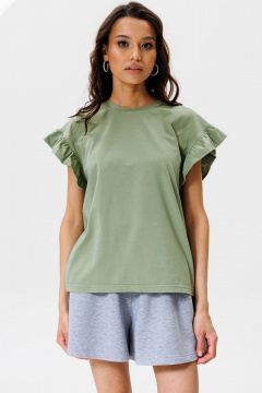 Футболка с воланами из трикотажа для стилистичных образов GO F1004/26-02. 164-170 - фото 1