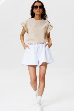 Футболка с воланами из хлопка для casual лука GO F1004/03-02. 164-170 - фото 5