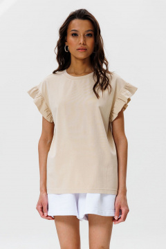 Футболка с воланами из хлопка для casual лука GO F1004/03-02. 164-170 - фото 3