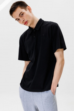 Футболка-поло черная облегающая для спорта и повседневности GO M1002/40-02. 176-182 - фото 2