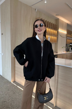 Бомбер оверсайз на молнии из текстиля и шерсти Skipper Design 133 черный - фото 1