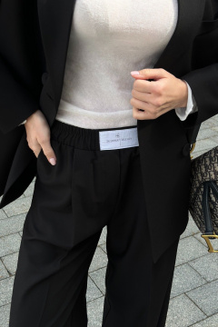 Брюки с складками и резинкой из текстиля с шерстью Skipper Design 617 черный - фото 4