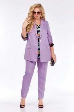 Костюм блуза, брюки и жакет в деловом стиле с кулиской Милора-стиль 1091/1 лаванда - фото 4