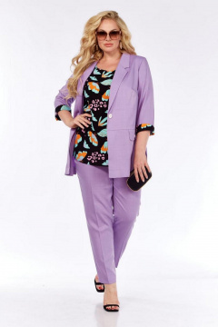 Костюм блуза, брюки и жакет в деловом стиле с кулиской Милора-стиль 1091/1 лаванда - фото 1