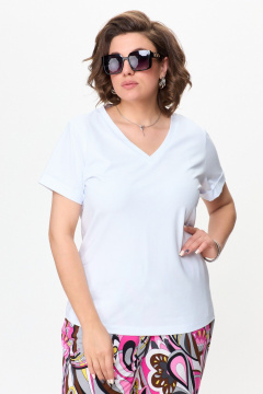 Трикотажная футболка из хлопка с V-образным вырезом Bliss 9174 белый - фото 2