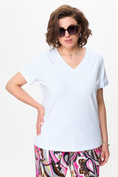 Трикотажная футболка из хлопка с V-образным вырезом Bliss 9174 белый - фото 1