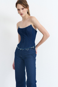 Джинсовые брюки расширенные с элементами отделки AG Green G502/6 - фото 2