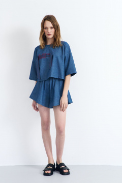 Шорты расширенные из трикотажа с эластичным поясом и шнурком AG Green G505/7 - фото 2