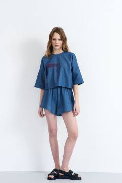 Майка короткая с декоративной вышивкой и круглой горловиной AG Green G505/9 - фото 5