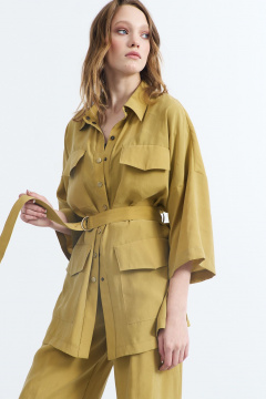 Летняя женская блузка из плательной ткани с разрезами AG Green G507/3 - фото 1