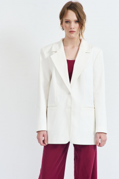 Летний белый жакет из костюмной ткани с отрезным бочком AG Green G509/4 - фото 1