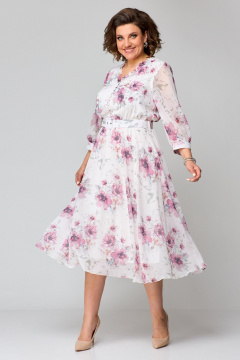 Платье из шифона с приталенным силуэтом и юбкой полусолнце Slaviaelit 526-1 светло-розовый - фото 2