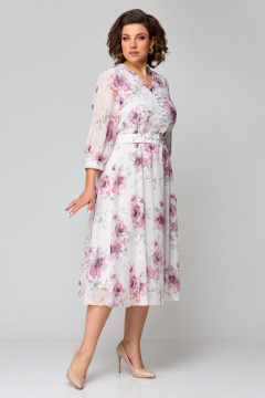 Платье из шифона с приталенным силуэтом и юбкой полусолнце Slaviaelit 526-1 светло-розовый - фото 3