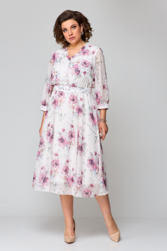 Платье из шифона с приталенным силуэтом и юбкой полусолнце Slaviaelit 526-1 светло-розовый - фото 1