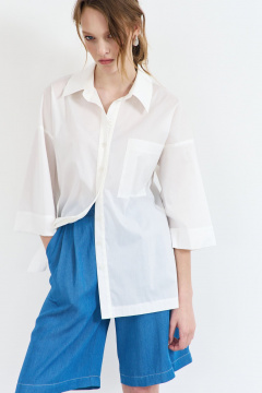 Летняя белая блузка из плательной ткани с отложным воротником AG Green G511/3 - фото 4