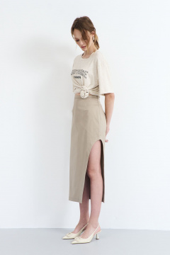 Юбка с фигурным вырезом из костюмно-плательной ткани AG Green G515/8 - фото 4