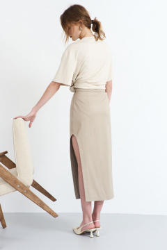 Юбка с фигурным вырезом из костюмно-плательной ткани AG Green G515/8 - фото 3