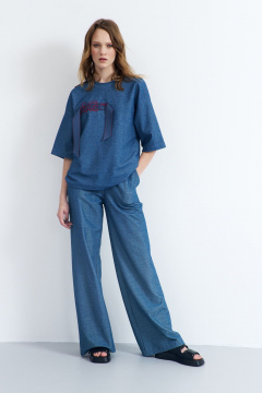 Летняя майка из трикотажа с декоративной вышивкой и коротким рукавом AG Green G518/9 - фото 2