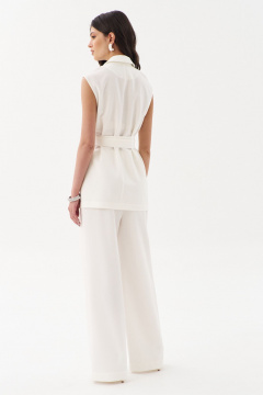 Костюм жилет и брюки палаццо с вытянутым силуэтом RINKA 1254/1 молочный - фото 2