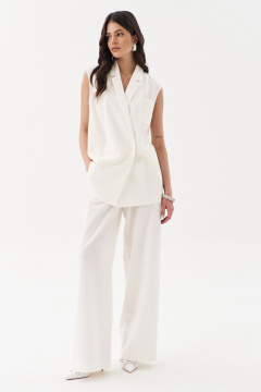 Костюм жилет и брюки палаццо с вытянутым силуэтом RINKA 1254/1 молочный - фото 5