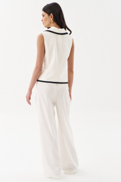 Летний белый костюм жилет и укороченные брюки из текстиля RINKA 1256 молочный - фото 2