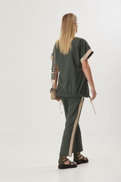 Спортивный костюм блуза с коротким рукавом и брюки на резинке Твой имидж 1802 зеленый - фото 2