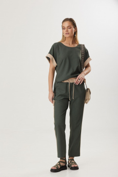 Спортивный костюм блуза с коротким рукавом и брюки на резинке Твой имидж 1802 зеленый - фото 5