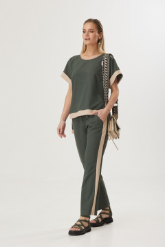 Спортивный костюм блуза с коротким рукавом и брюки на резинке Твой имидж 1802 зеленый - фото 3