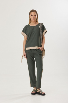 Спортивный костюм блуза с коротким рукавом и брюки на резинке Твой имидж 1802 зеленый - фото 1