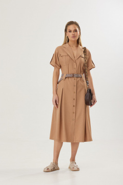 Элегантное летнее платье А-силуэт с коротким рукавом Твой имидж 1833 кэмел - фото 3