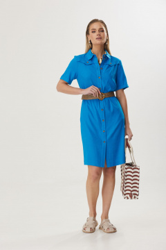 Синее платье морской волны с классическим силуэтом Твой имидж 1585 синий - фото 4